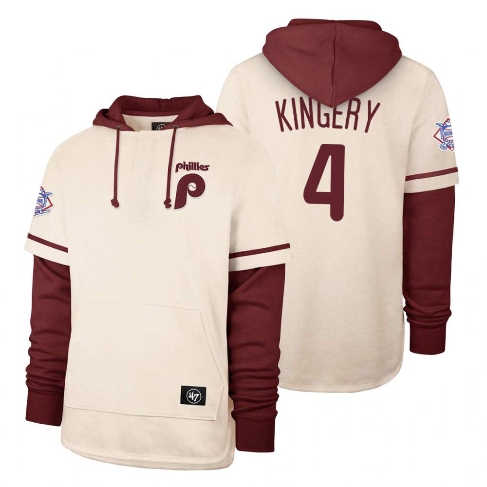 Men Philadelphia Phillies #4 Kingery Cream 2021 Pullover Hoodie MLB Jersey->philadelphia phillies->MLB Jersey